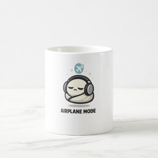 Airplane Mode On - Cute Tired Character Headphones Coffee Mug