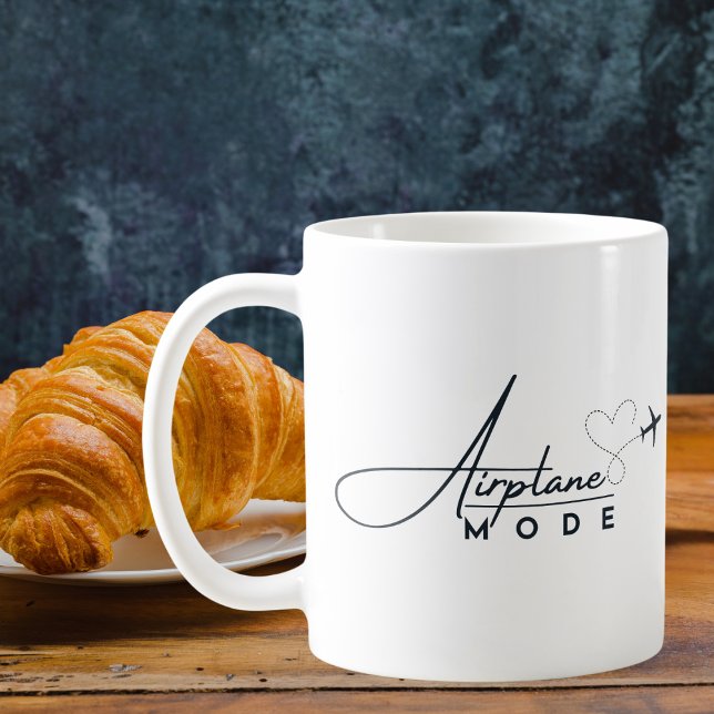 Airplane Mode,Travel, Minimalist Script, Aviation Coffee Mug (Creator Uploaded)