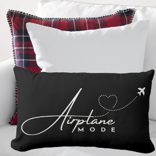 Airplane Mode,Travel, Minimalist Script, Aviation  Lumbar Pillow