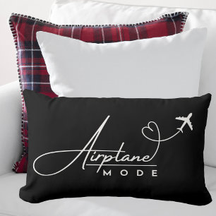 Airplane Mode,Travel, Minimalist Script, Aviation Lumbar Pillow