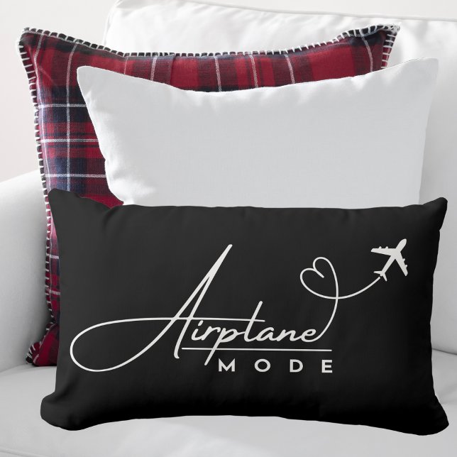 Airplane Mode,Travel, Minimalist Script, Aviation  Lumbar Pillow (Creator Uploaded)