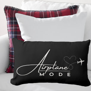 Airplane Mode,Travel, Minimalist Script, Aviation Lumbar Pillow