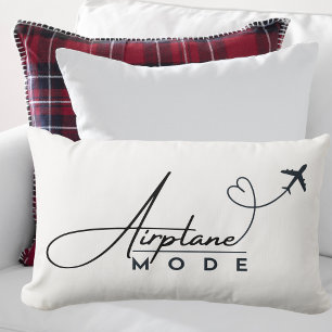 Airplane Mode,Travel, Minimalist Script, Aviation Lumbar Pillow