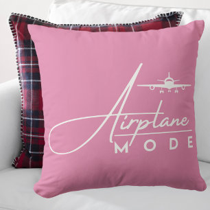 Airplane Mode,Travel, Minimalist Script, Aviation  Throw Pillow