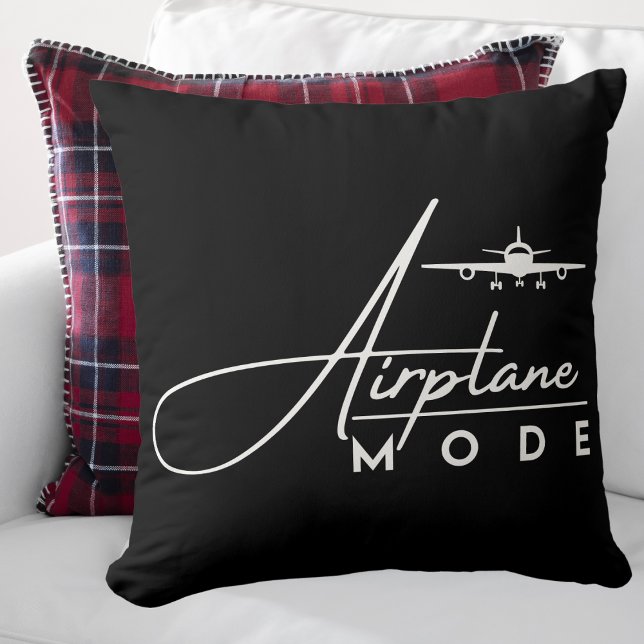 Airplane Mode,Travel, Minimalist Script, Aviation  Throw Pillow (Creator Uploaded)