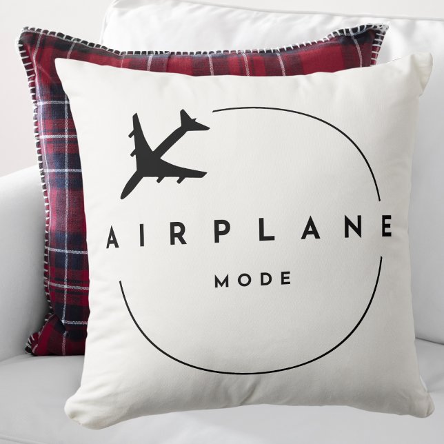 Airplane Mode,Travel, Minimalist Script, Aviation  Throw Pillow (Creator Uploaded)