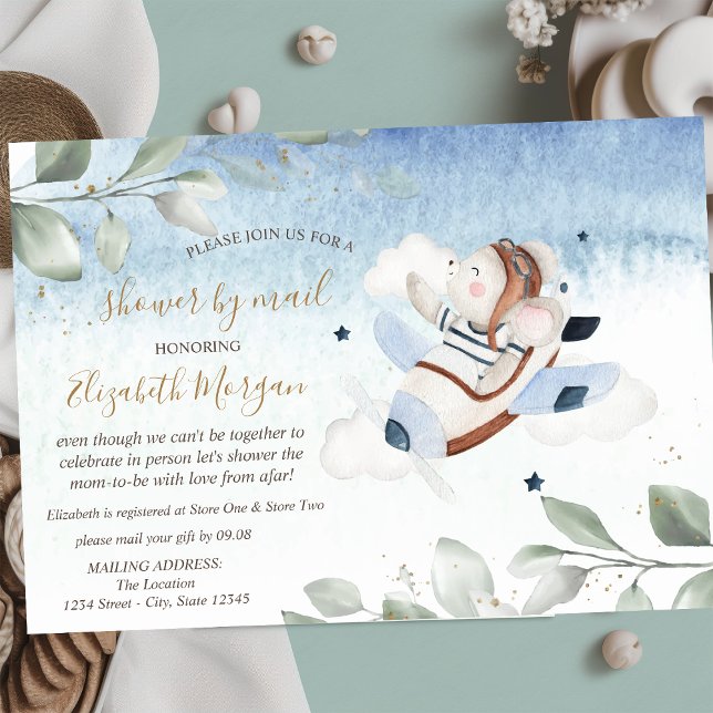 Airplane Mouse Virtual Baby Shower By Mail Invitation (Creator Uploaded)