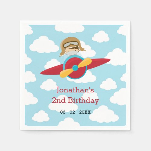 Airplane Napkins with Pilot Cloud Personalized 