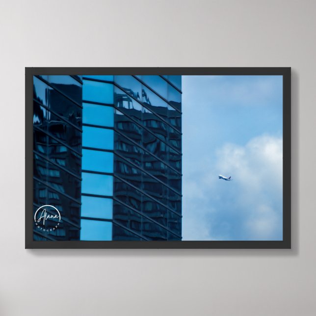Airplane Near Building Value Poster Paper (Matte) (Framed Front)