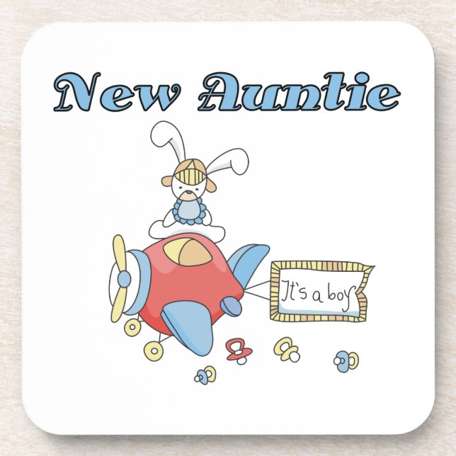 Airplane New Aunt of Boy T-shirts and Gifts Drink Coaster (Front)