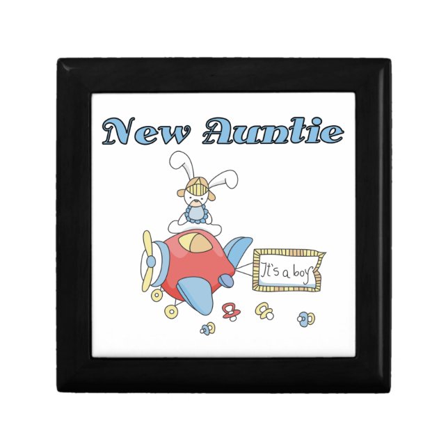 Airplane New Aunt of Boy T-shirts and Gifts Keepsake Box (Front)