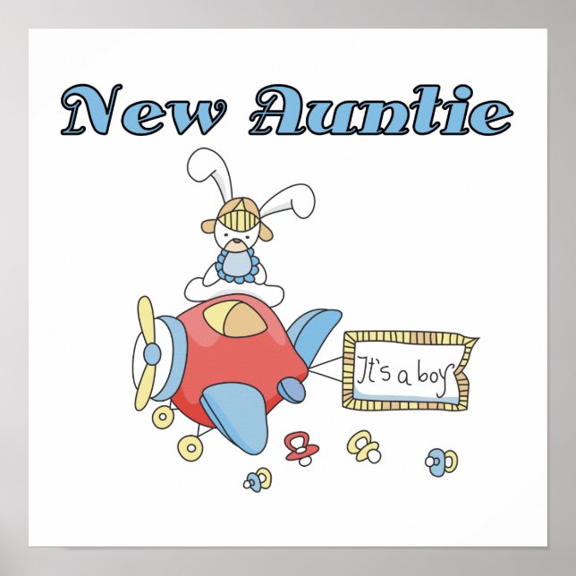 Airplane New Aunt of Boy T-shirts and Gifts Poster (Front)