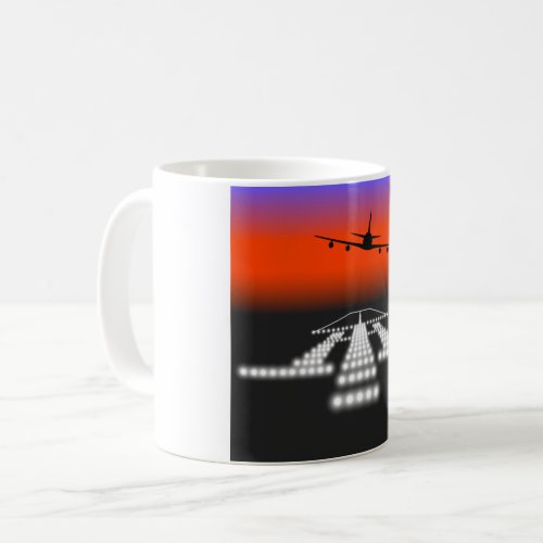 Airplane Night Landing Coffee Mug