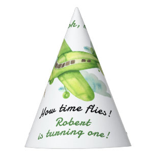 Airplane Oh My Time Flies Travel First Birthday Party Hat