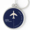 airplane on blue keychain with name