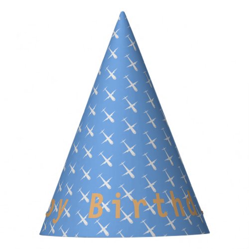 Airplane on Blue Party Hat