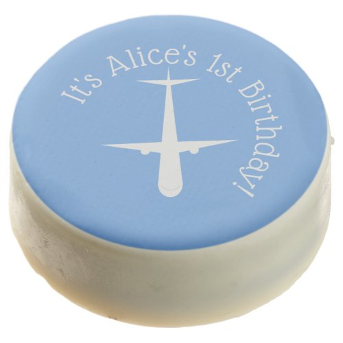 Airplane on Blue Personalized  Chocolate Covered Oreo