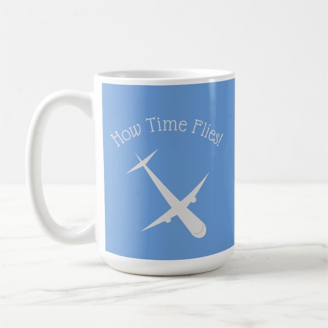 Airplane on Blue Personalized Coffee Mug (Left)