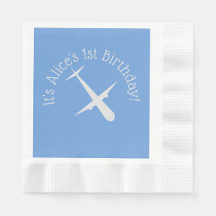 Airplane on Blue Personalized Coined Napkins