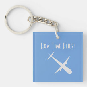 Airplane on Blue Personalized Keychain