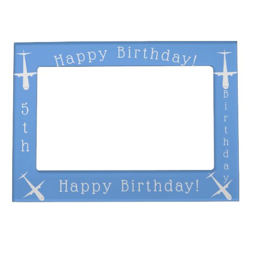 Airplane on Blue Personalized Magnetic Frame