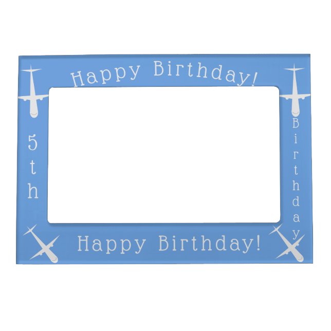 Airplane on Blue Personalized Magnetic Frame (Front)
