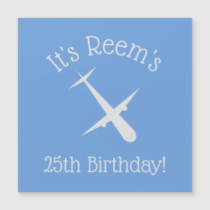 Airplane on Blue Personalized Magnetic Invitation