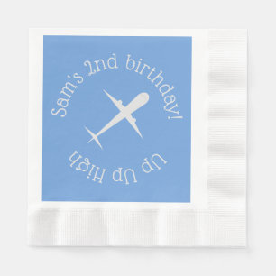 Airplane on Blue Personalized Napkins