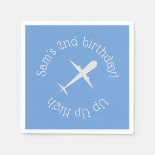 Airplane on Blue Personalized Napkins