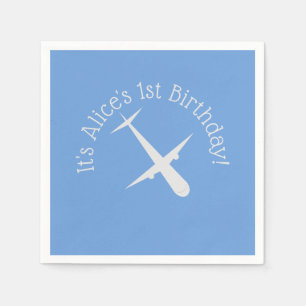 Airplane on Blue Personalized Napkins