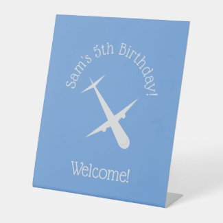 Airplane on Blue Personalized Pedestal Sign