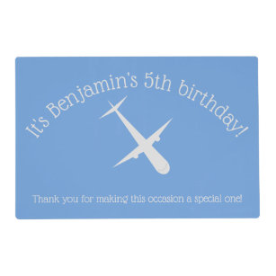 Airplane on Blue Personalized Placemat