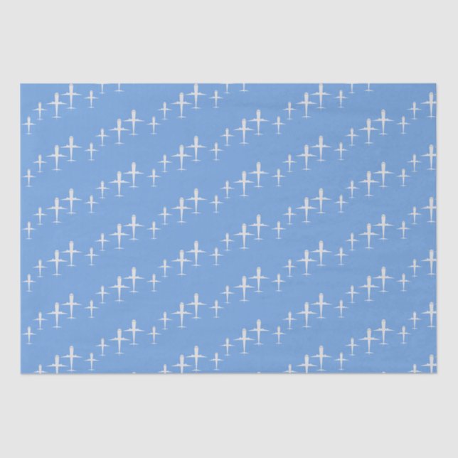 Airplane on Blue Personalized Tissue Paper (Front)