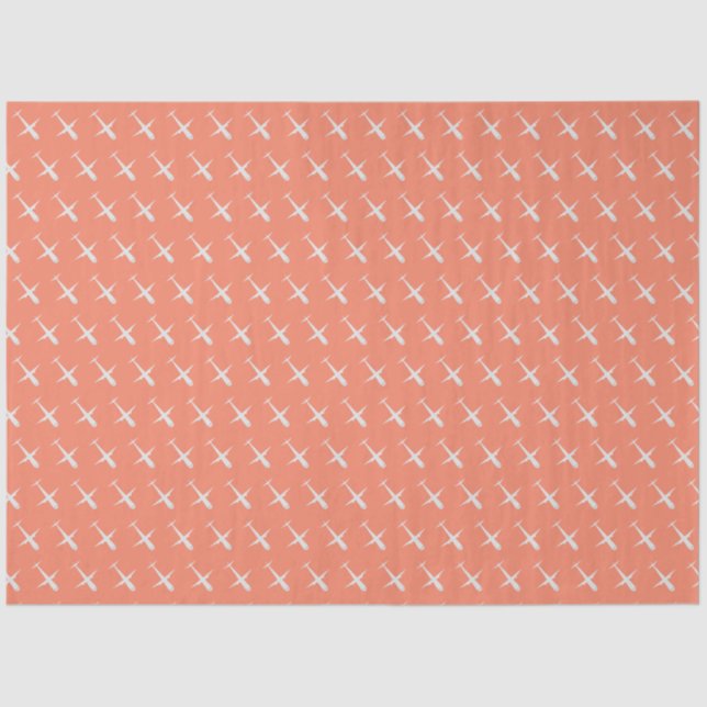 Airplane on Coral Pink Tissue Paper (Front)