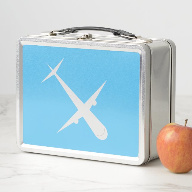 Airplane on Light Sky Blue, Customizable Metal Lunch Box (In Situ)