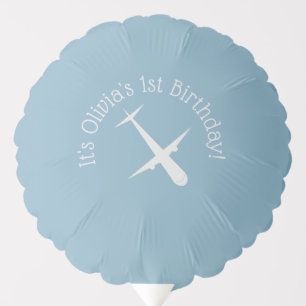 Airplane on Moonstone Blue, Personalized Birthday Balloon
