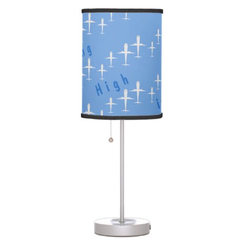 Airplane on Pastel Blue Soaring High Table Lamp