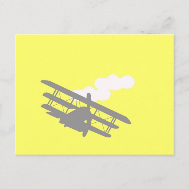 Airplane on plain yellow background. postcard (Front)