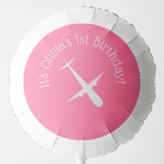 Airplane on Rosy Pink Personalized Birthday Helium