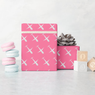 Airplane on Rosy Pink Wrapping Paper