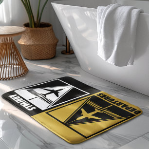 Airplane on Runway with Arrivals Departures,Travel Bath Mat