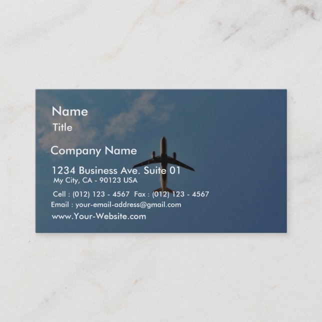 Airplane On Sky Business Card (Front)