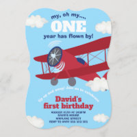 Airplane ONE Year Flown Boy 1st Birthday