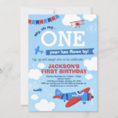 Airplane ONE Year Has Flown By 1st Birthday Invitation (Front)