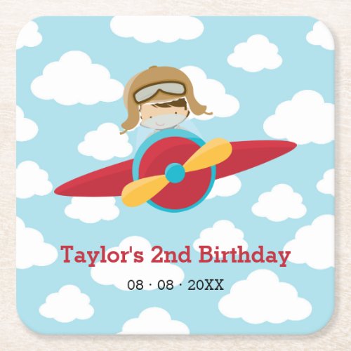 Airplane Paper Coasters _ Kids Boy Birthday Pilot