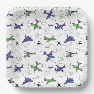 Airplane Paper Plates, Aircraft Party Supplies Plates