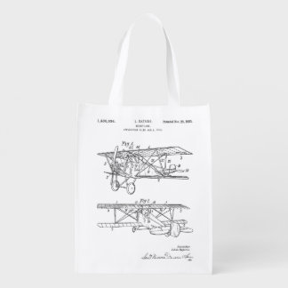Airplane Patent Diagram Grocery Bag