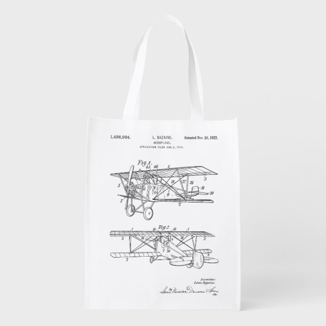 Airplane Patent Diagram  Grocery Bag (Back)
