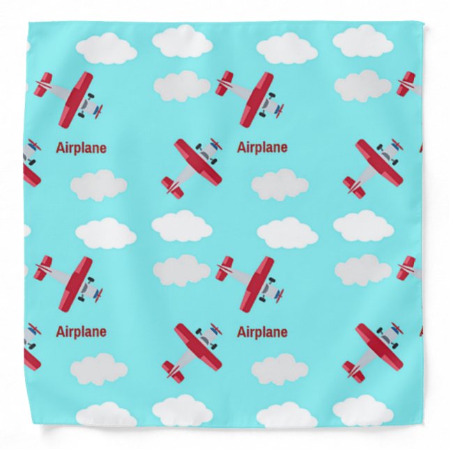 Airplane pattern on blue bandana (Front)