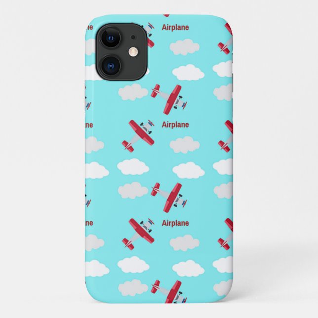 Airplane pattern on blue Case-Mate iPhone case (Back)